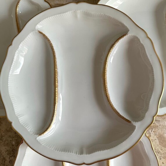 6 assiettes à asperges en porcelaine signé L'Hirondelle | Selency