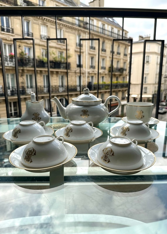Antique Limoges Tea Set: French Porcelain Coffee Service, 1862