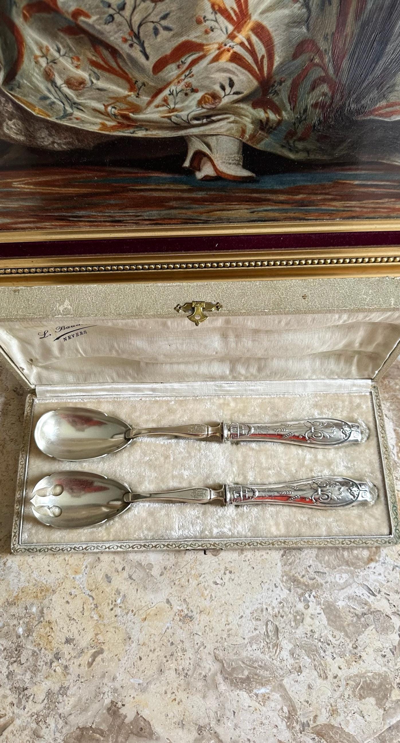 Service à Salade CHRISTOFLE CLUNY – Cuillère Et Fourchette En Métal Argenté – Occasion
