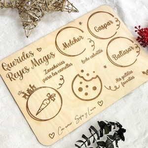 Bandeja Personalizada Reyes Magos, Bandeja De Madera Para Reyes, Decoración Navideña Niños, Noche Reyes Magos, Bandeja Bienvenida Reyes Mago
