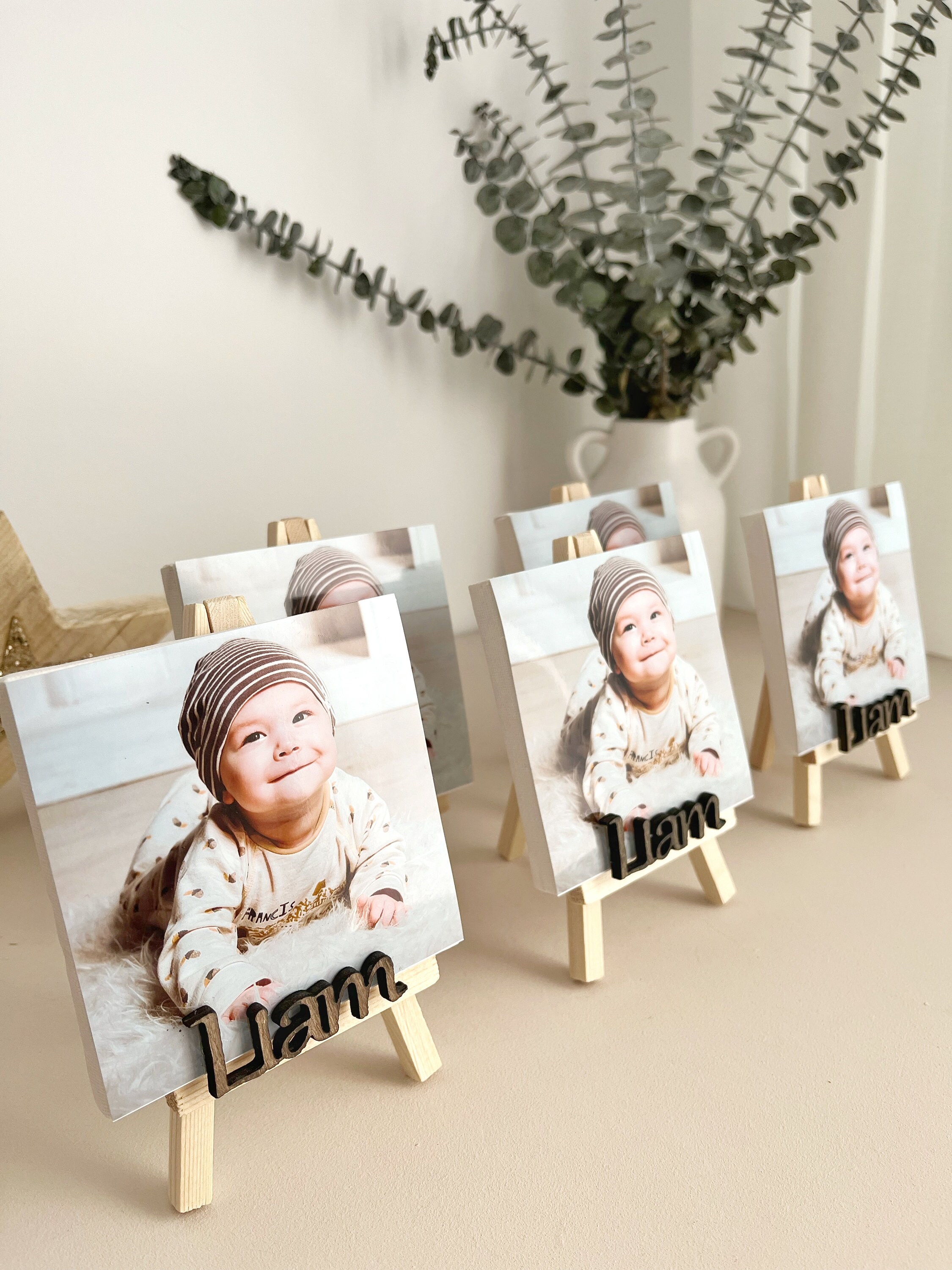 Cadre Photo Bébé "Ma Première Année" - 12 Mois, Avec Lumière, Support Mural Ou Debout, Blanc
