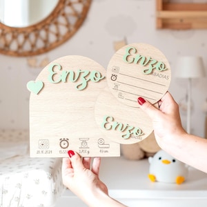 Placa De Nacimiento Personalizada de Madera, Cartel Natalicio De Madera, Disco Nacimiento Bebé, Regalo Recién Nacido, Regalo Baby Shower