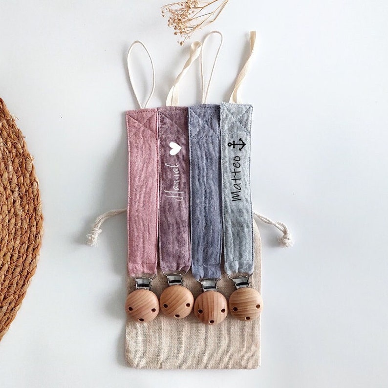 Pacifier Clip With Name Custom Baby Name Name Pacifier Clip Baby Pacifier Clip Cotton Personalized Baby Shower Gift Newborn Gift zdjęcie 5