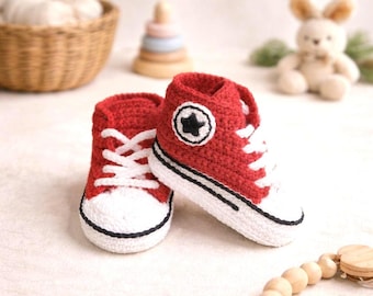 Gehäkelte Baby Sneakers, Handmade Neugeborene hohe Spitzen, Säugling Dusche Geschenk