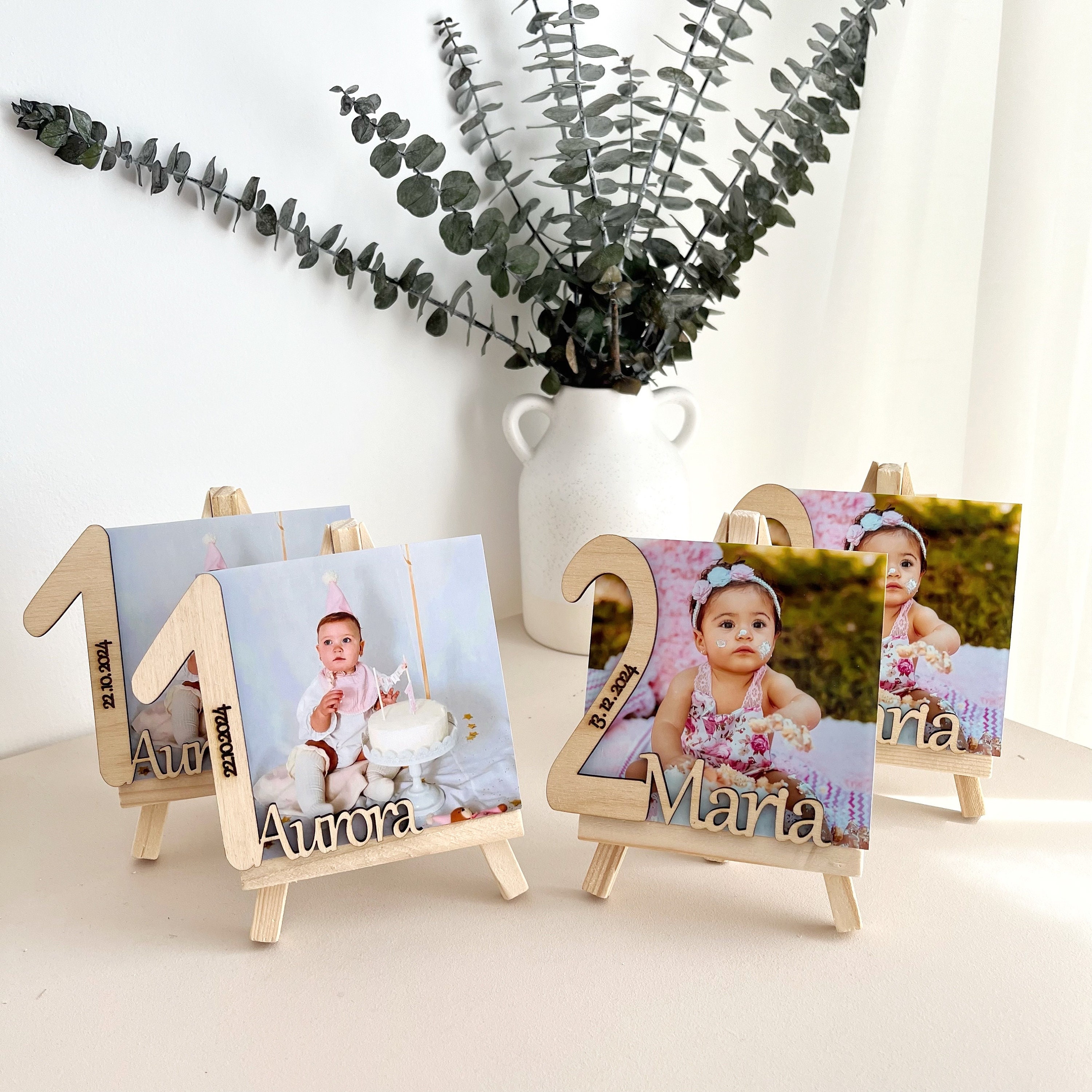 Cornice Portafoto In Legno My 1st Birthday 10x15 Cm, Idea Regalo Per Neonati E Neogenitori