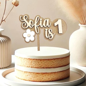 Personalized First Birthday Cake Topper: Wooden Kids Party Decor