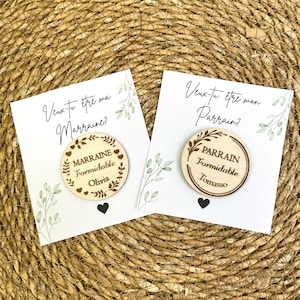 Regalo di proposta per madrina Annuncio di gravidanza Sorpresa per i nonni Regalo per madrina Magnete in legno personalizzato Regalo di battesimo personalizzato