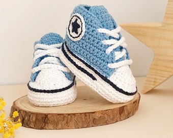 Crochet Baby Sneakers, Baby Shoes, Newborn Outfit, Baby Newborn Girl Boy shoes, Blue Crochet Baby Booties, Birth Gift, Crib Shoes, Sock Baby