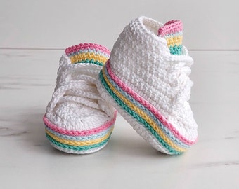 Crochet Baby newborn  girl shoes, Crochet baby sneakers, Baby newborn gift, Sock baby, Handmade shoes, Crib shoes, Crochet booties