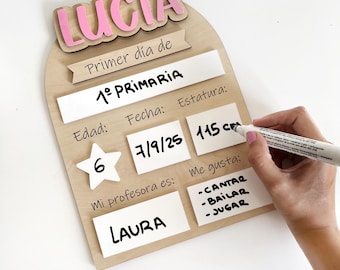 Pizarra Primer y Ultimo Dia de Colegio Personalizado Nombre, Cartel Escolar Personalizado Para Fotos, Vuelta Al Cole Niños, Primer Dia Cole