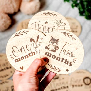 Disques d'étapes mensuelles pour bébé, Accessoires photo pour bébé, Marqueur d'étape en bois, Lot de 12 mois pour bébé, Panneau personnalisé pour le mois de bébé, Mois de signalisation pour bébé