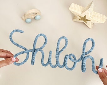 Prénom Tricotin, Baby Name Sign, Baby Nursery Decor, Knitted Wire Name, Name Wall Decor, Baby Shower Gift, Newborn Baby Gift, Kids Beedrom