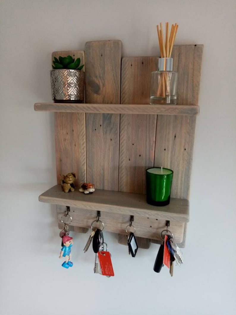 Rustic Key Holder With Built in Shelves. Reclaimed Etsy UK