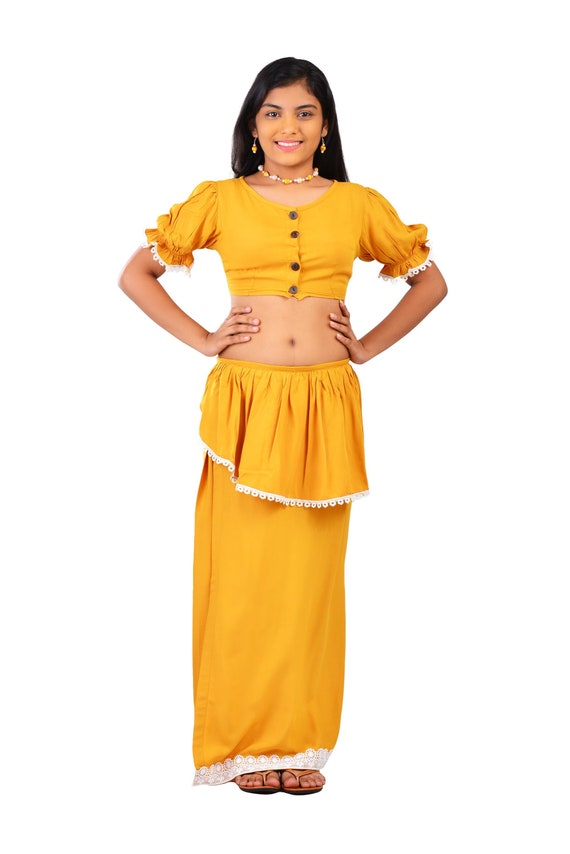 Yellow Lungi Dress Ladies Designer Indo-western Sarong Dress Perfect For  Sangeet/party/Haldi