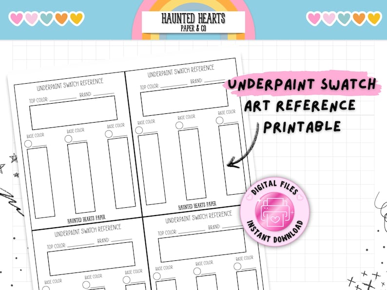 Reference Swatch Digital Printable Color Layering Swatch Chart | 4 Swatches per Page ...