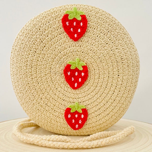 Strawberry bag | straw bag | shoulder cross body bag | girls bag | toddler + children bag | strawberry theme | berry 1st birthday | kids bag