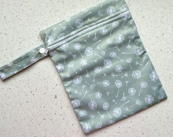Wet dry nappy bag green dandelion reusable cloth nappy waterproof baby shower swimsuit gender neutral changing bag