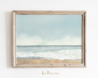 Muted Beach Painting | Vintage Coastal Seascape Print | Ocean Printable Art  -  no. 0050