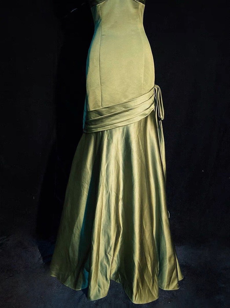 Green Satin Slip Prom Dress Evening Gown Graduation Party Etsy