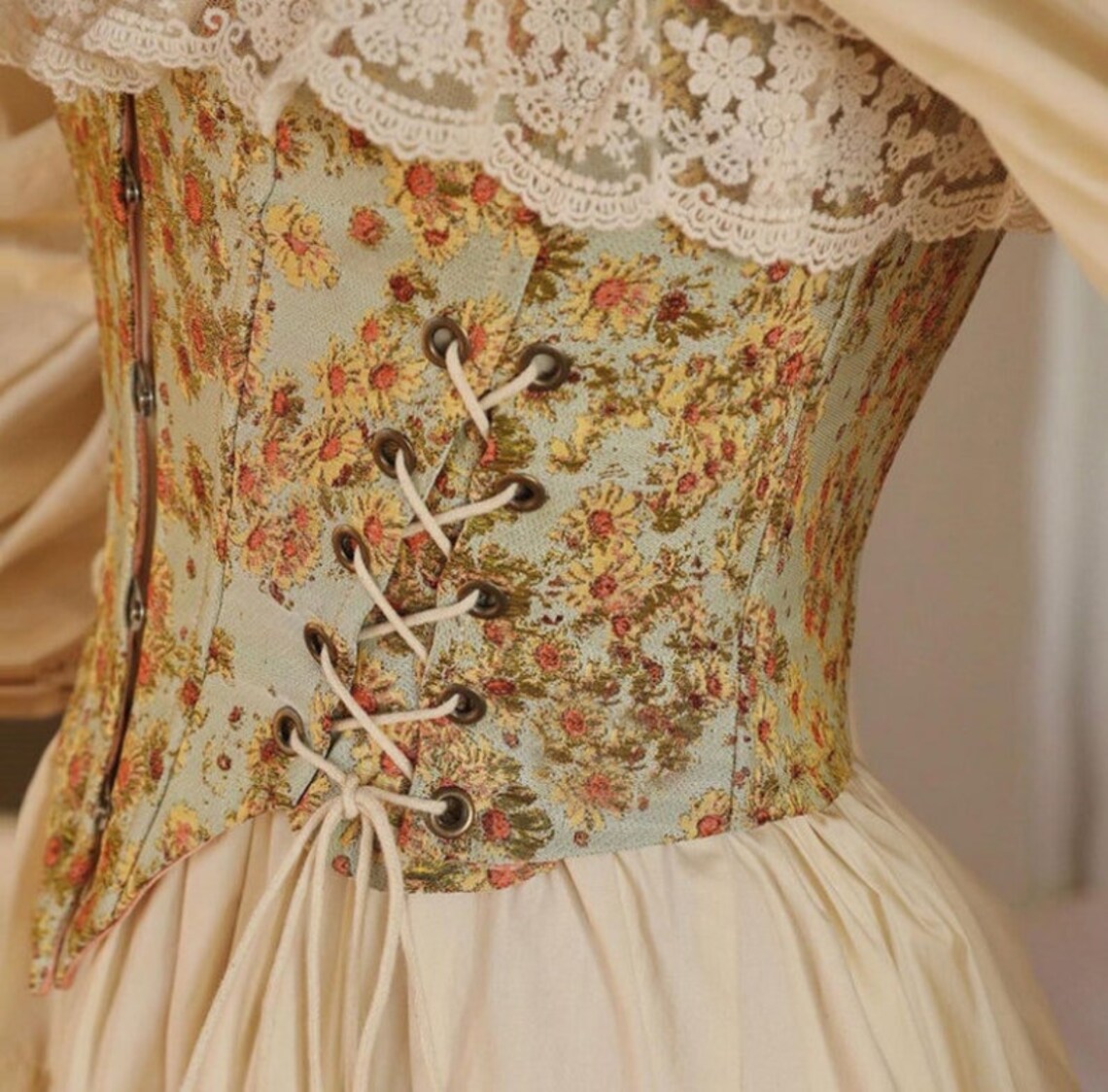 Skinny Corset Make Waist Smaller Floral Vintage Etsy