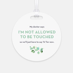 Je n’ai pas le droit d’être touché 'Salut' Feuilles vertes Tag | Siège d’auto pour bébé Ne touchez pas le panneau | Carte poussette pour nouveau-né | Porte-bébé Tag
