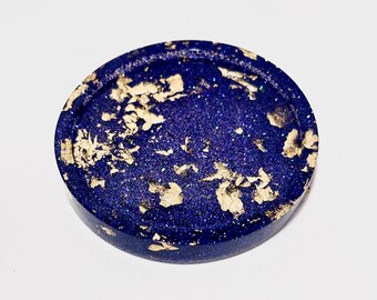 Purple Glitter with Gold Foil Round Resin Coaster