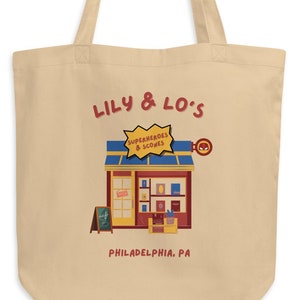 LiLo's Superheroes and Scones Cartoon Tote Bag | Addicted Calloway Sisters Series by Krista & Becca Ritchie Bookish Merch