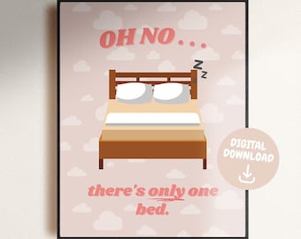 One Bed Trope | Bookish Romance Tropes Digital Print Poster Art