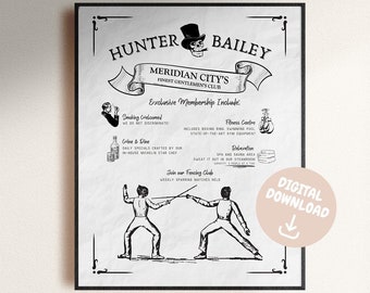 Hunter-Bailey Gentlemen's Club (inspirerad av ångbastu) | Devil's Night-serien av Penelope Douglas digitaltryck