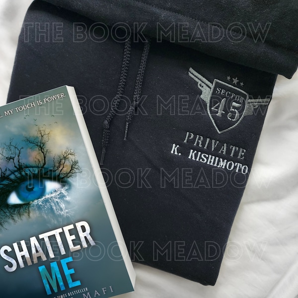 Kenji Kishimoto Sector 45 Uniform Besticktes Sweatshirt Hoodie | Shatter Me Serie von Tahereh Mafi Bookish Merch