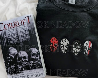 Four Horsemen Masks Embroidered Sweatshirt Hoodie | Devil&#39;s Night Series by Penelope Douglas Four Horsemen Bookish Merch
