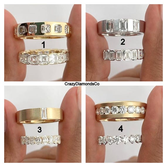 Perfect Couple Wedding Band, Asscher Flush Full Eternity Band