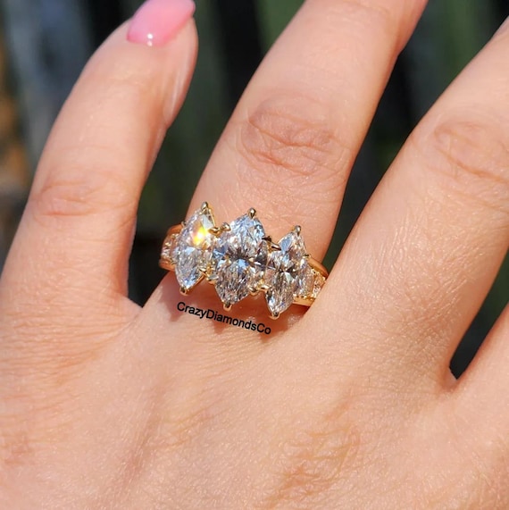 Diamanti Anello Con Pietre Anello Con Moissanite Taglio Marquise