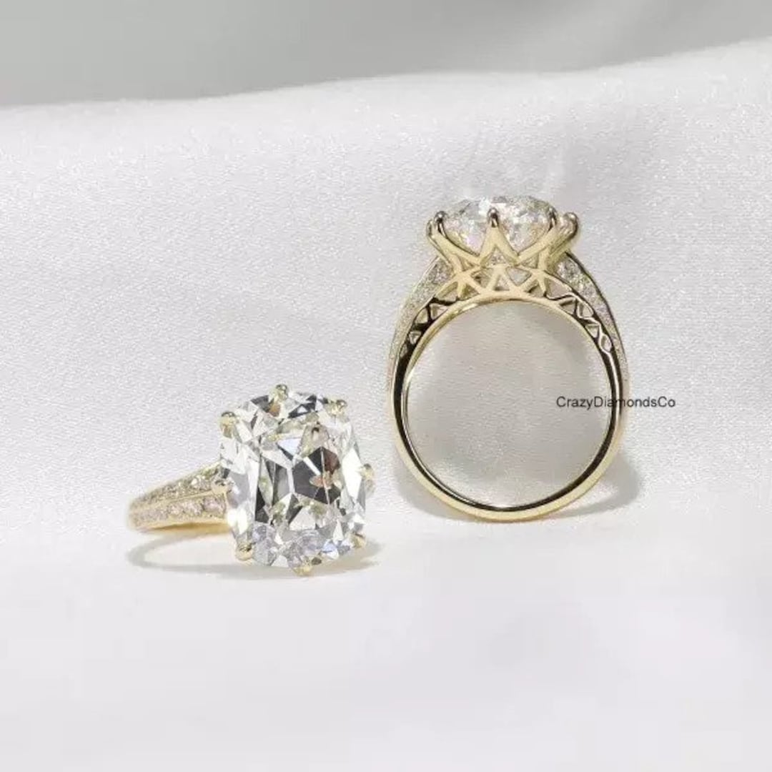 6 CT Antique Elongated Old Mine Cushion Cut Held by 8 Prongs Etsy