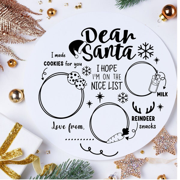 Dear Santa tray svg cookies for santa tray svg  santa tray svg  santa platter svg  milk and cookies platter svg  christmas plate svg