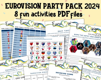 Eurovision 2024 Party Games Bundle Eurovision Party Eurovision bingo Eurovision Scorecard Eurovision 2024 bingo Eurovision Games Party Pack