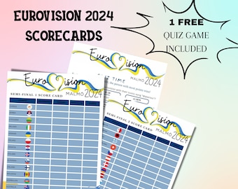 Eurovision 2024 Scorecards with Trivia Quiz (Digital Download)