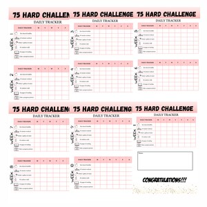 75-day Hard Challenge Checklist, 75 Hard Challenge Tracker Printable ...