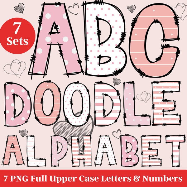 Valentine's Day Alphabet PNG, Valentines Letters Bundle, Valentines Doodle, Red Letters, Love Letter, Valentine, Sublimation, Alpha Pack DTF