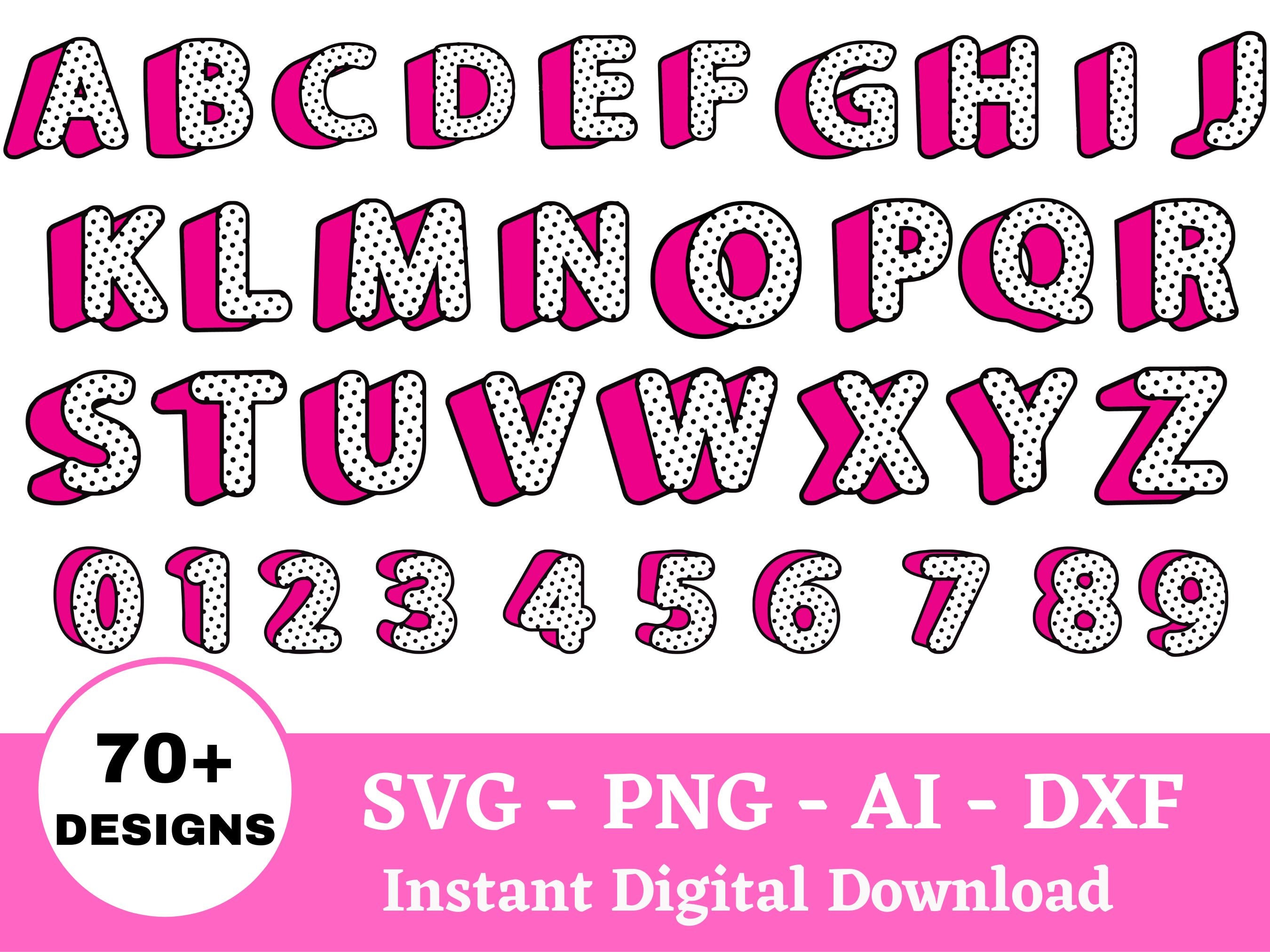 Polka Dot Alphabet Svg Pink Polka Dot Letters Elements Png Etsy España