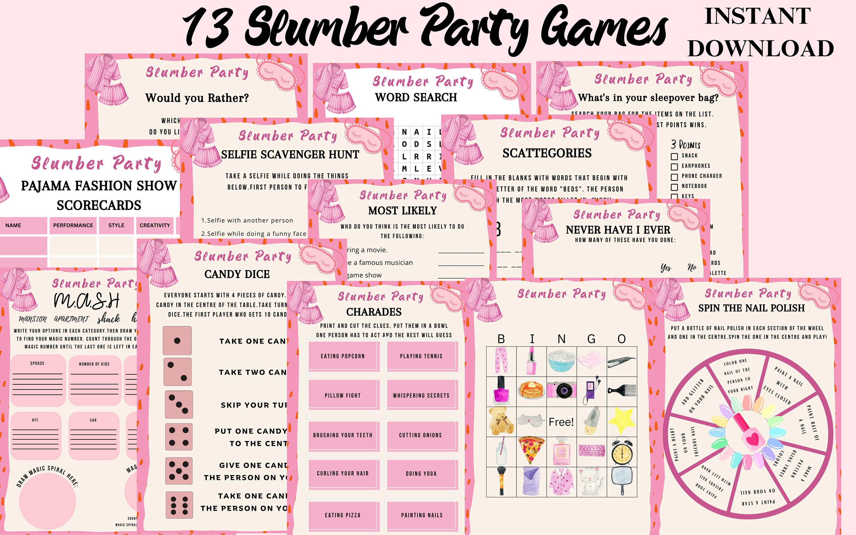open lace back dress Ultimate 25 Slumber Party Game Bundle Printable, Fun Teen & Tween Slee –  Enjoymyprintables