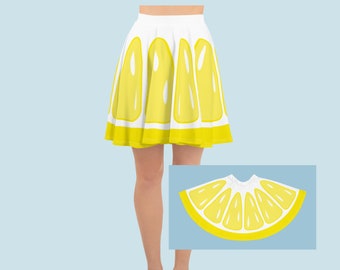 Lemon Slice Skater Skirt: Women's Fruit Print Lemonade Stand Party