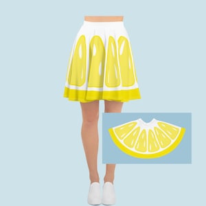 Lemon Slice Citrus Skater Skirt - Women&#39;s Costume Skater Skirt - Fruit Theme Party - Halloween - Cosplay - Bachelorette Outfit