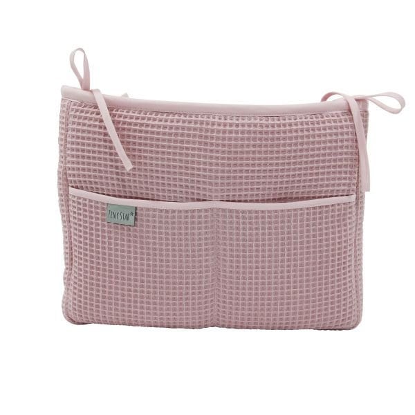 Pochette de lit bébé Powder / organiseur lit bebe rose Coton gaufré