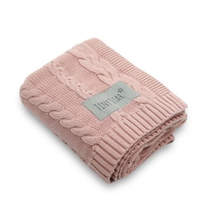 Baby knitted blanket with braid Powder | cotton stroller pram blanket grey