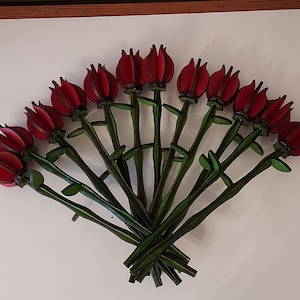 Wooden Roses | Valentines | Mothers Day | 5th Anniversary | Single, Half Dozen, Full Dozen | Red | Gift for Her | Original Design | Wedding