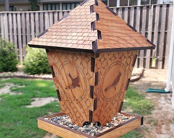 Comedero de pájaros / cedro sólido / bricolaje