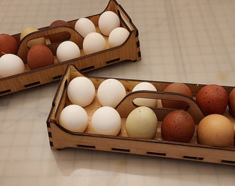 Wood Egg Carton Carrier stackable digital laser cut files 3mm, 5mm SVG AI DXF Lightburn