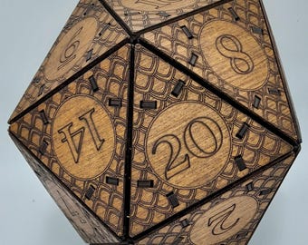 Giant D20 Dice Large 20 Sided Dice Massive Twenty Sided Dice DnD Dice Wooden Dice Dragon Icosahedron Role Playing