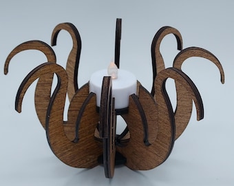 Octopus Tea Light Holder: Wood Candle Centerpiece